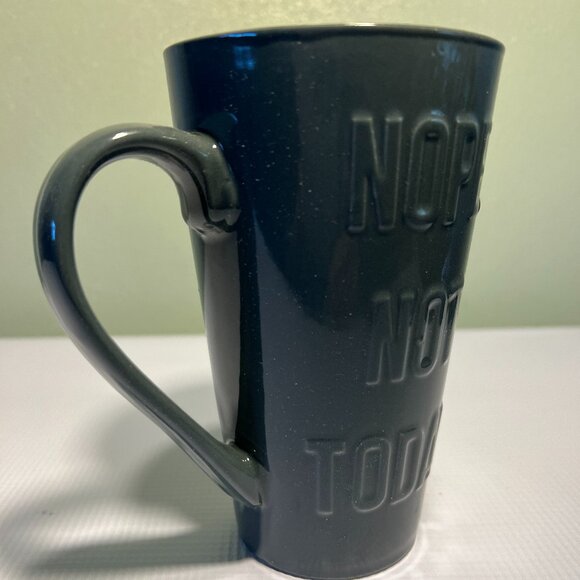 Hazel & Co. NOPE. NOT TODAY Gray on Gray Embossed Lettering Tall Ceramic Mug - Picture 3 of 10
